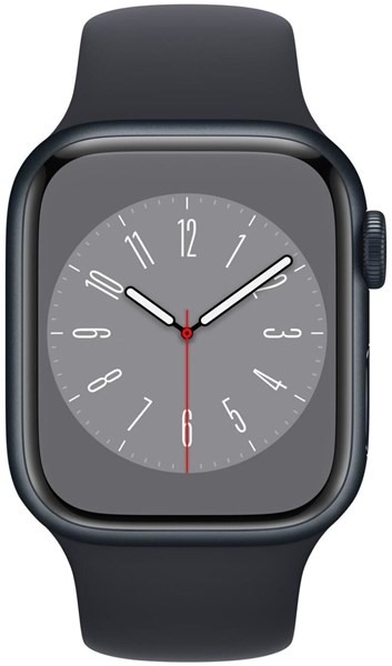 Bild von Apple Watch Serie 8, 45mm, Aluminiumgehäuse Mitternacht, Sportarmband